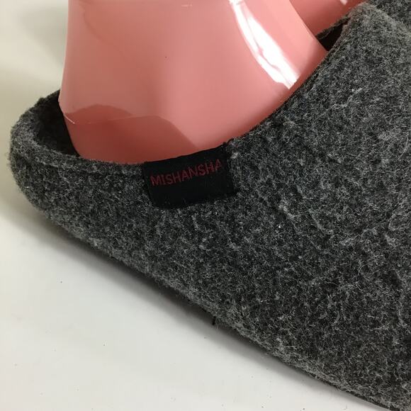 Mishansha M/F Gray Felt Slippers Sz 9.5W/8M EUC  Rubber Sole  Comfort Slippers - Picture 6 of 8
